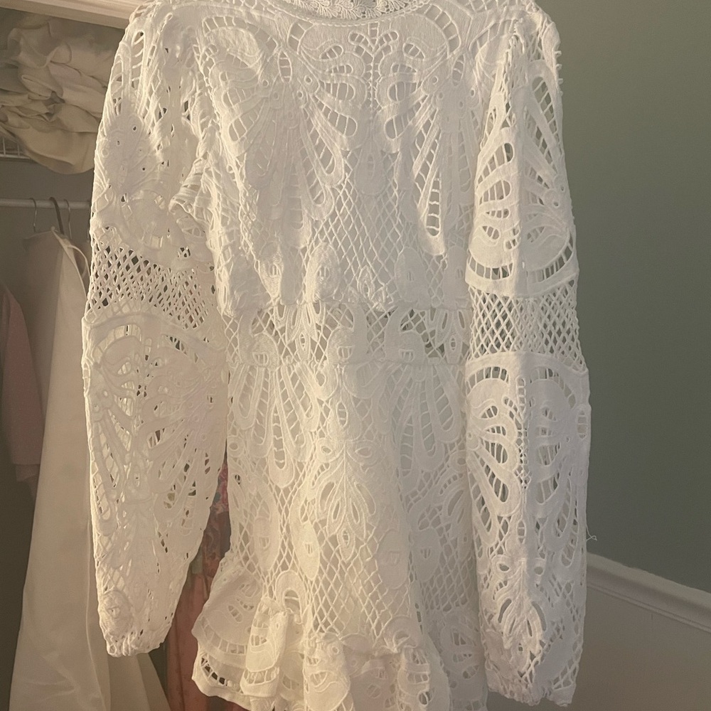 White Lace Long Sleeve Dress